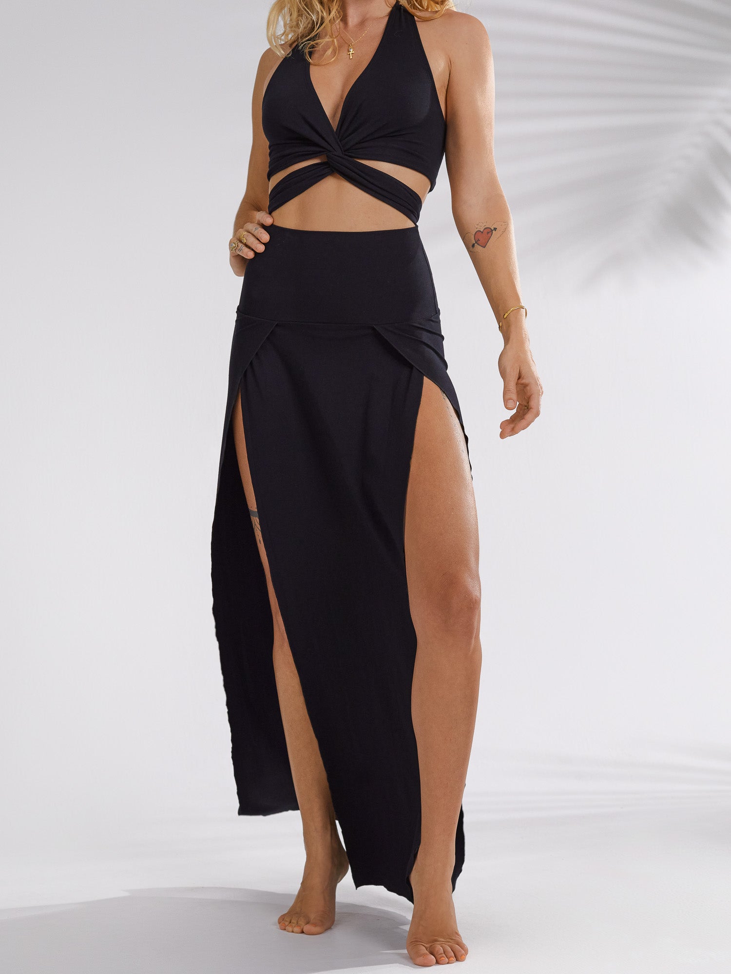 Cleopatra Slit Skirt - Black Onyx