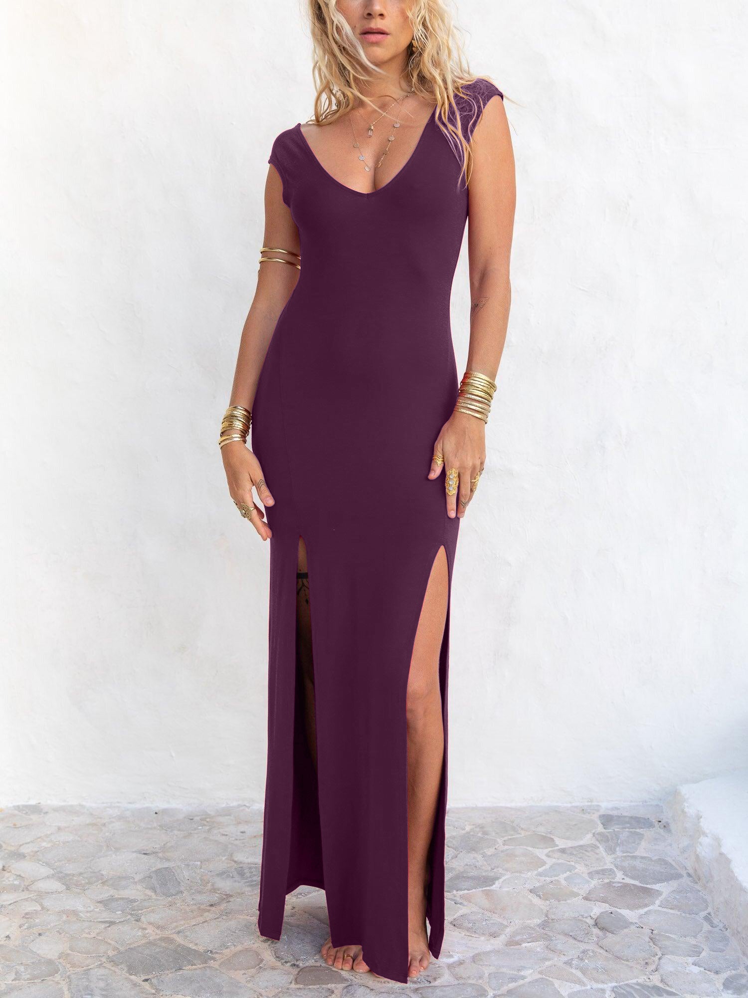 Athena Dress | Contoured Waistline, Sensual Side Slits, and Open Back | Royal Codes L / Regular