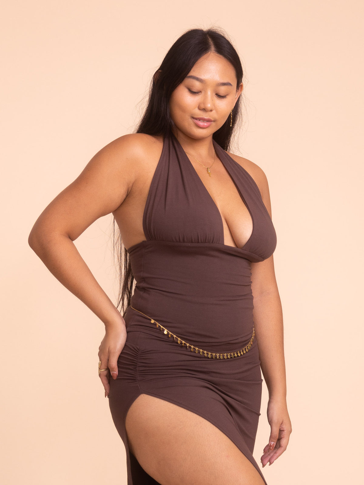 Long Celeste Top - Cacao