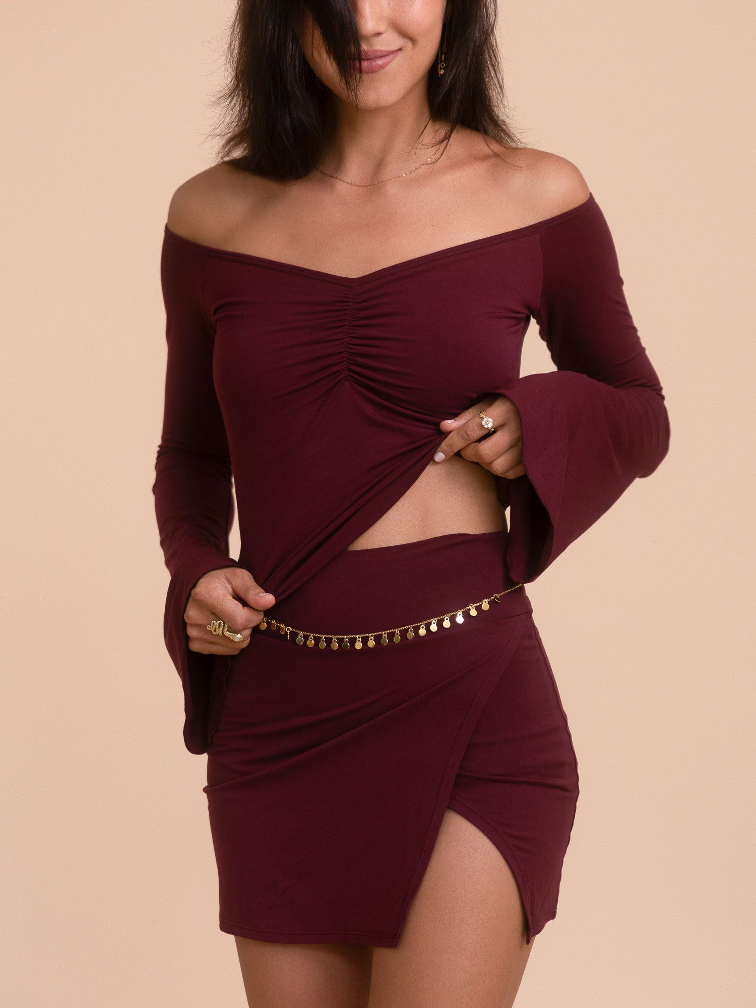 Long Persephone Top - Cherry Stone