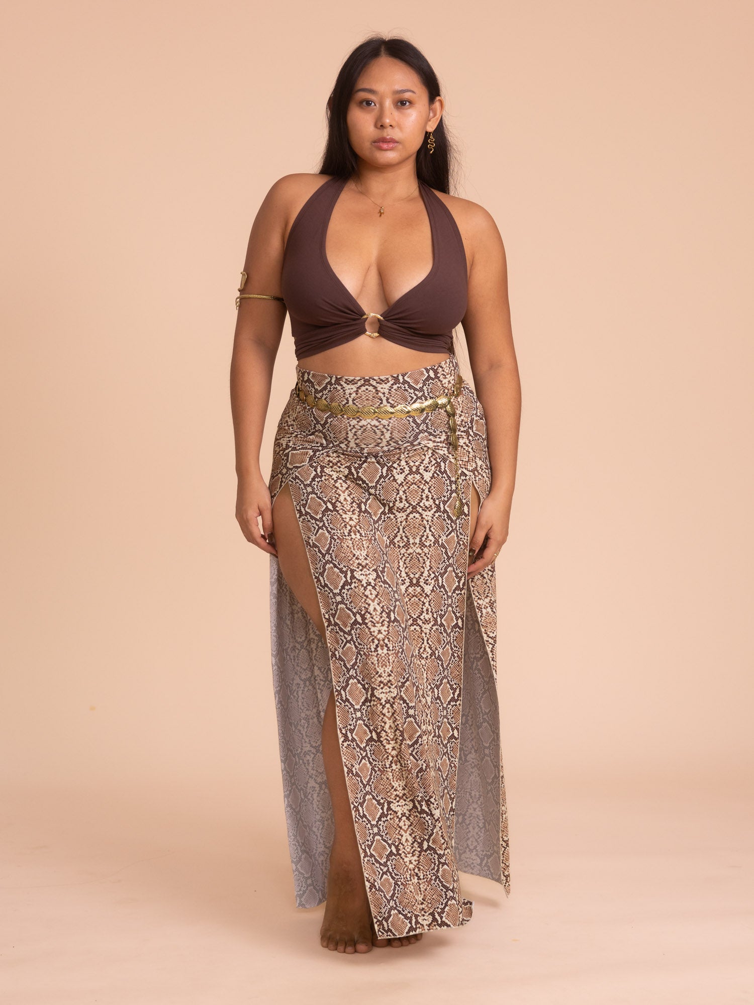 Cleopatra Slit Skirt - Organic Snake Print