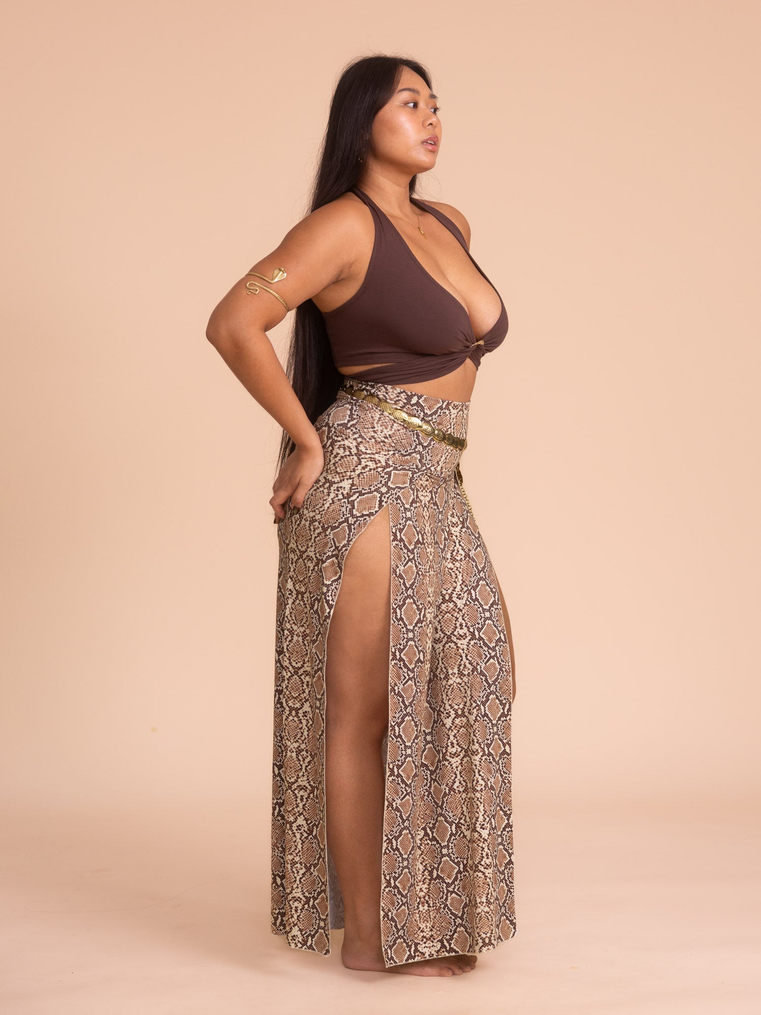 Cleopatra Slit Skirt - Organic Snake Print