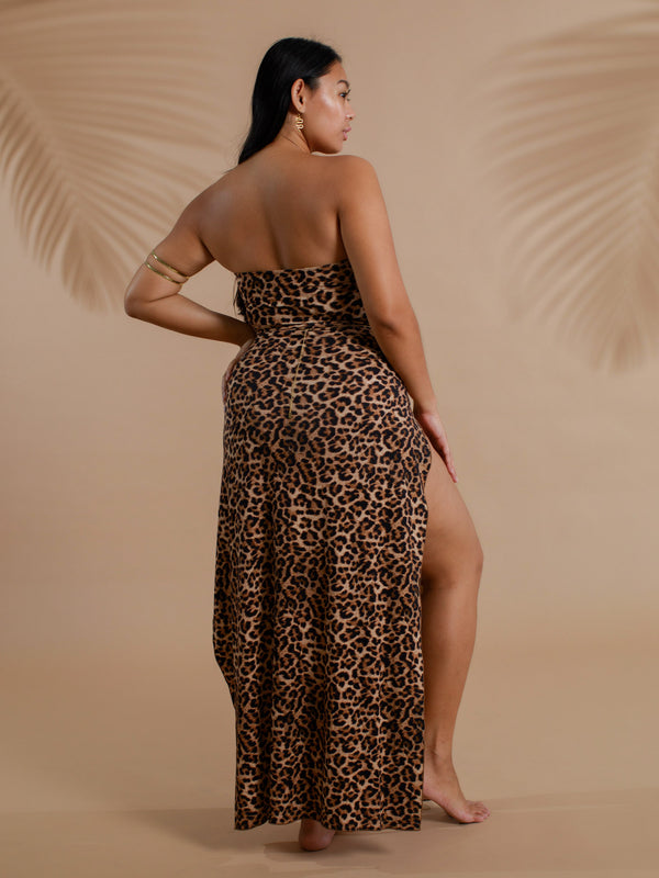 Cleopatra Slit Skirt - Organic Leopard