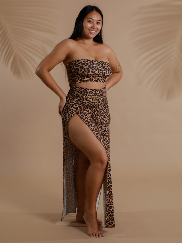 Cleopatra Slit Skirt - Organic Leopard