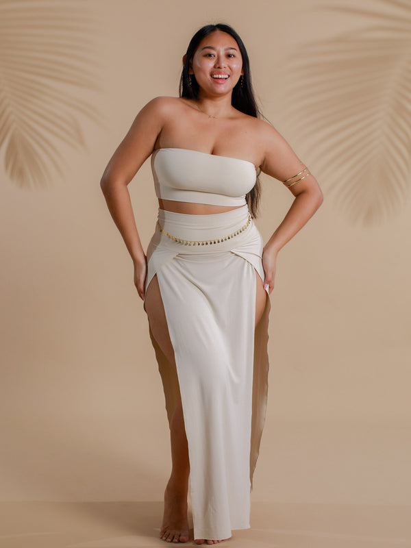 Cleopatra Slit Skirt - Sandy Pearl