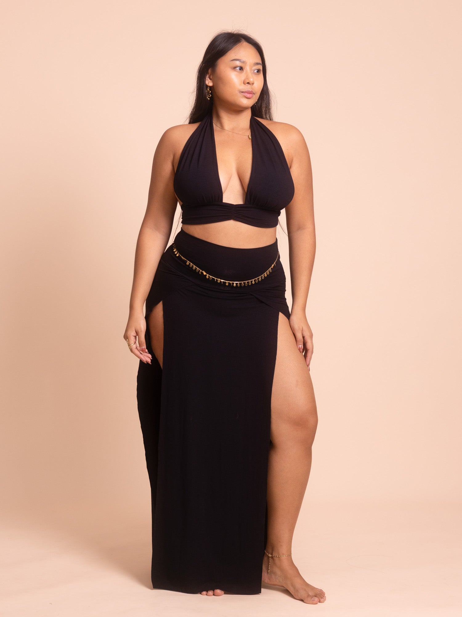 Cleopatra Slit Skirt - Black Onyx