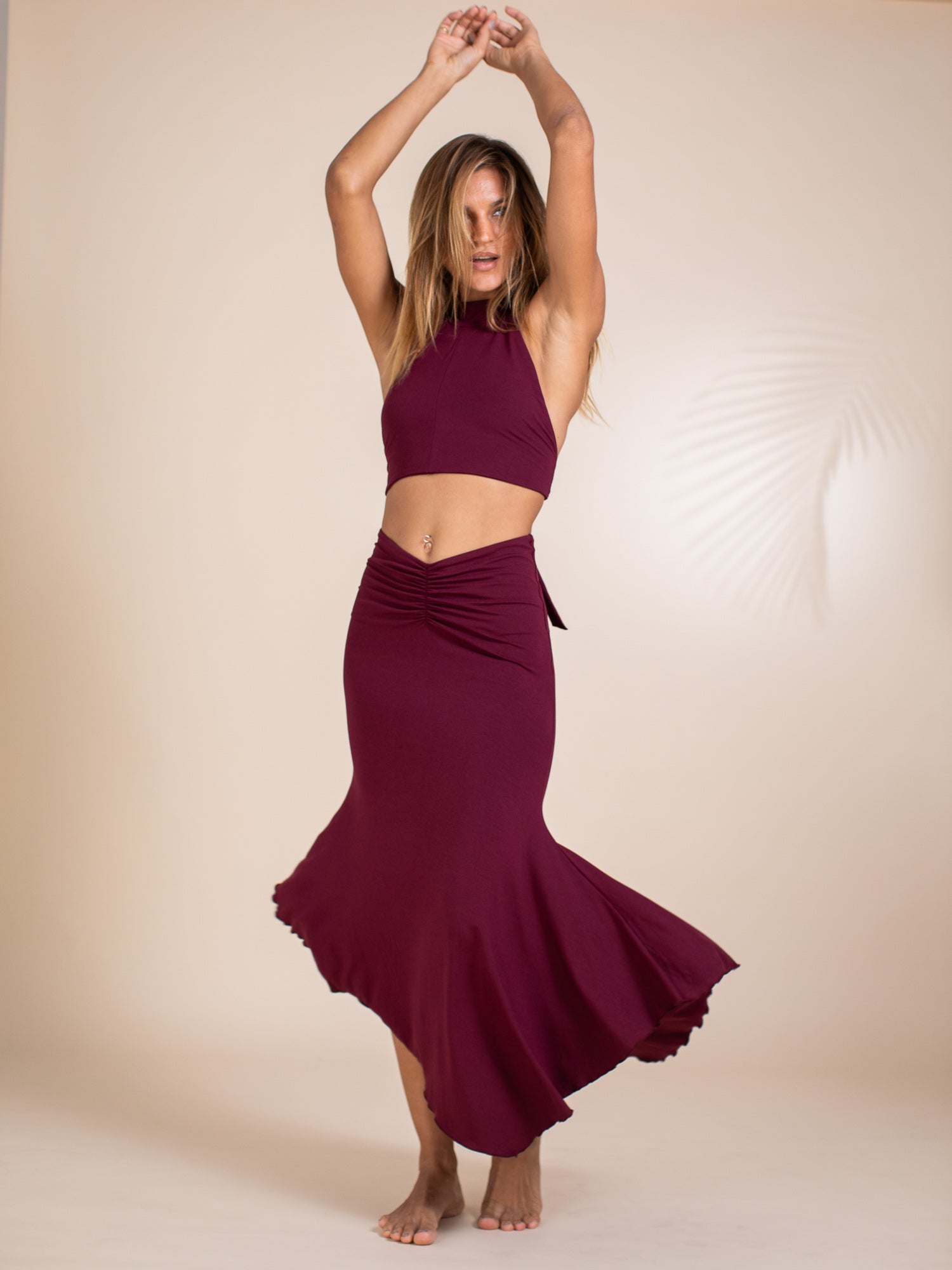 Sophia Reversible Midi Skirt - Cherry Stone