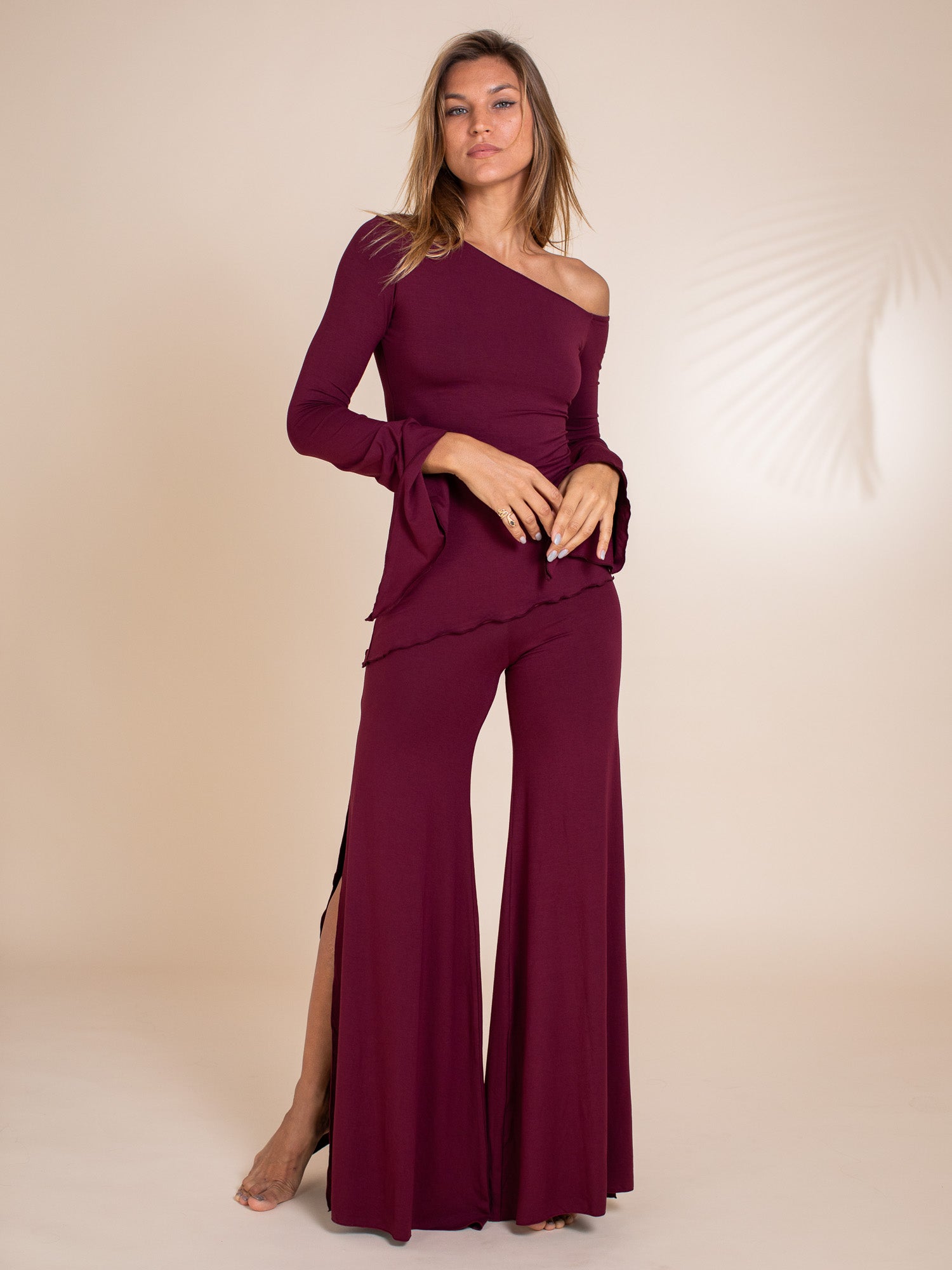 Juno Slit Pant - Cherry Stone