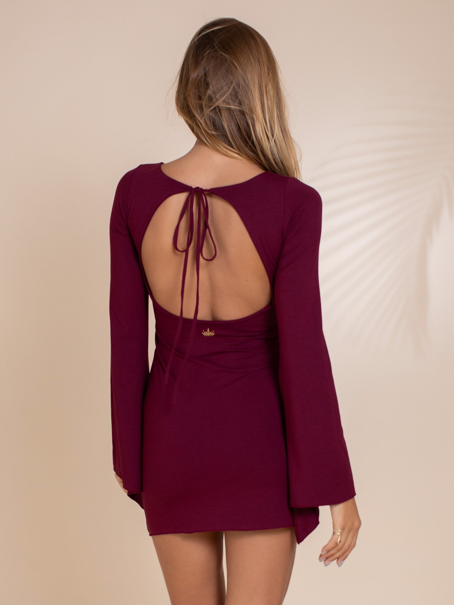 Thalia Open Back Mini Dress - Cherry Stone