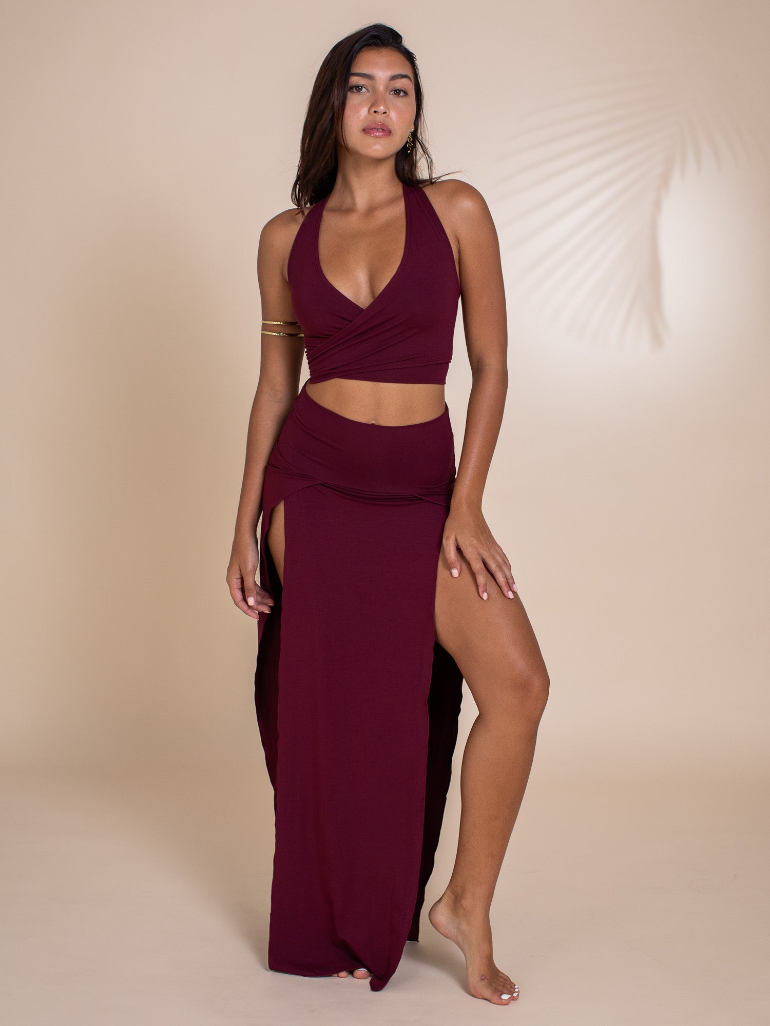 Cleopatra Slit Skirt - Cherry Stone