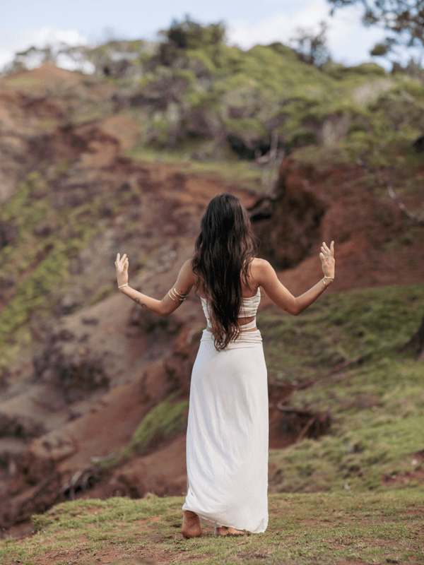 Cleopatra Slit Skirt - Sandy Pearl