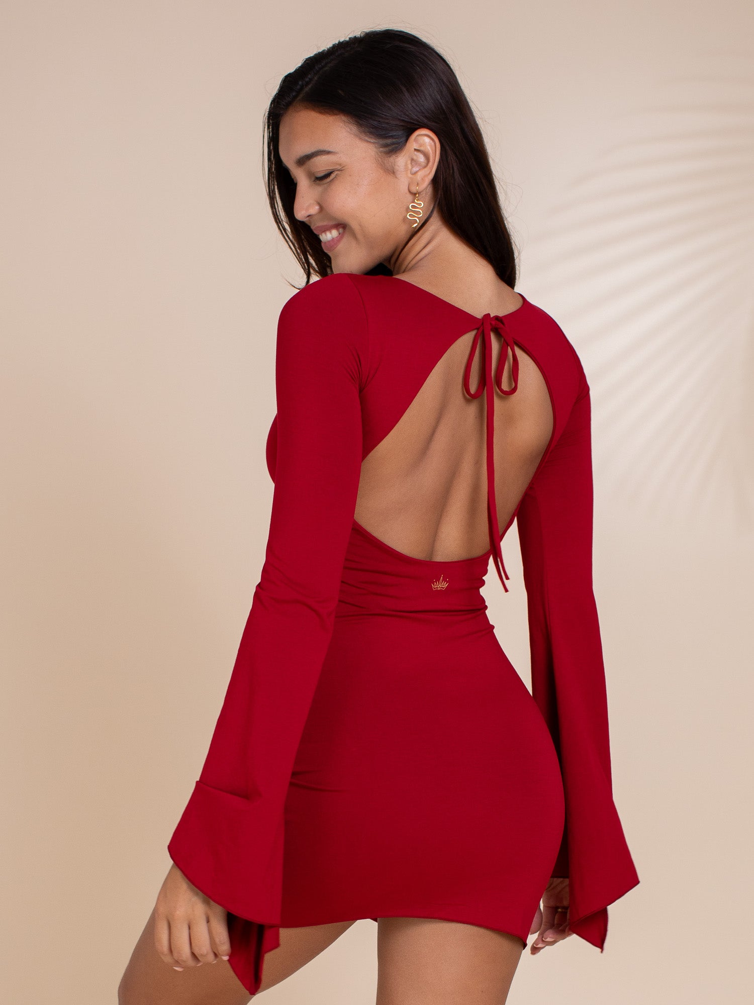 Thalia Open Back Mini Dress - Crimson Red