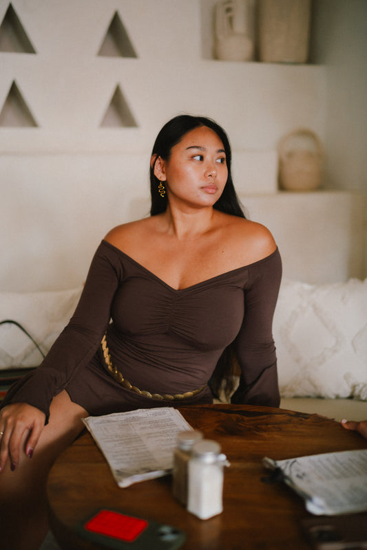 Long Persephone Top - Cacao