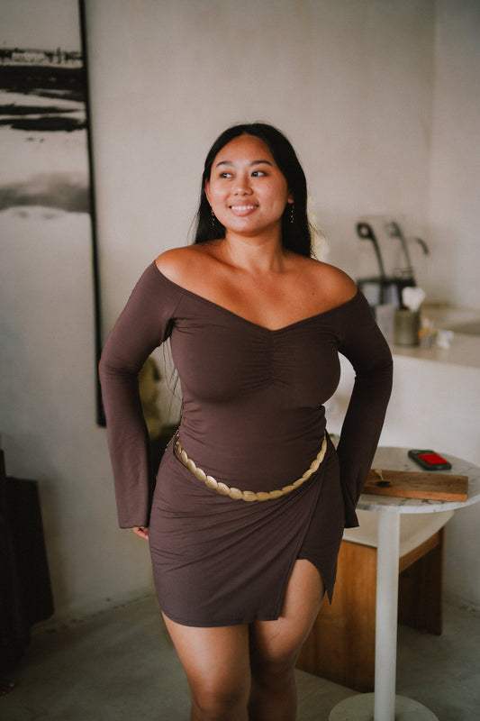 Long Persephone Top - Cacao