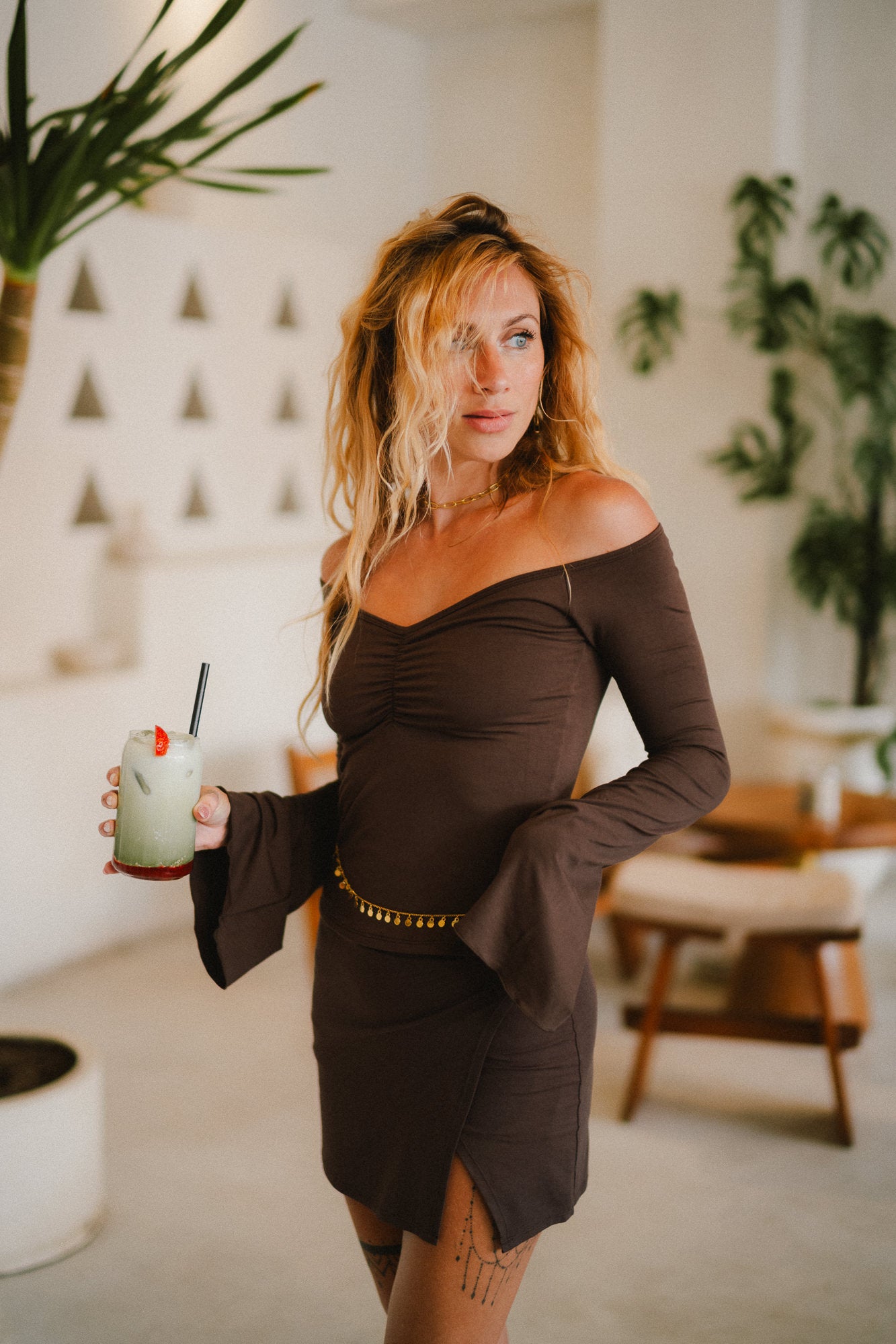 Long Persephone Top - Cacao