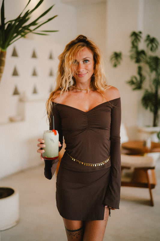 Long Persephone Top - Cacao