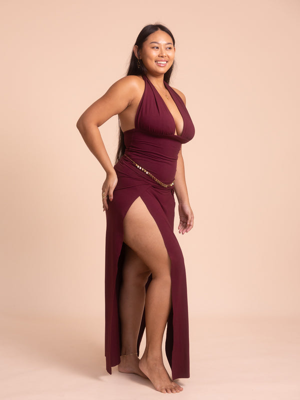 Cleopatra Slit Skirt - Cherry Stone