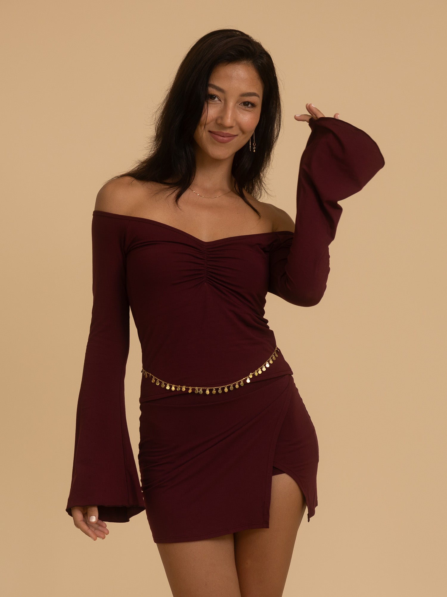 Long Persephone Top - Cherry Stone