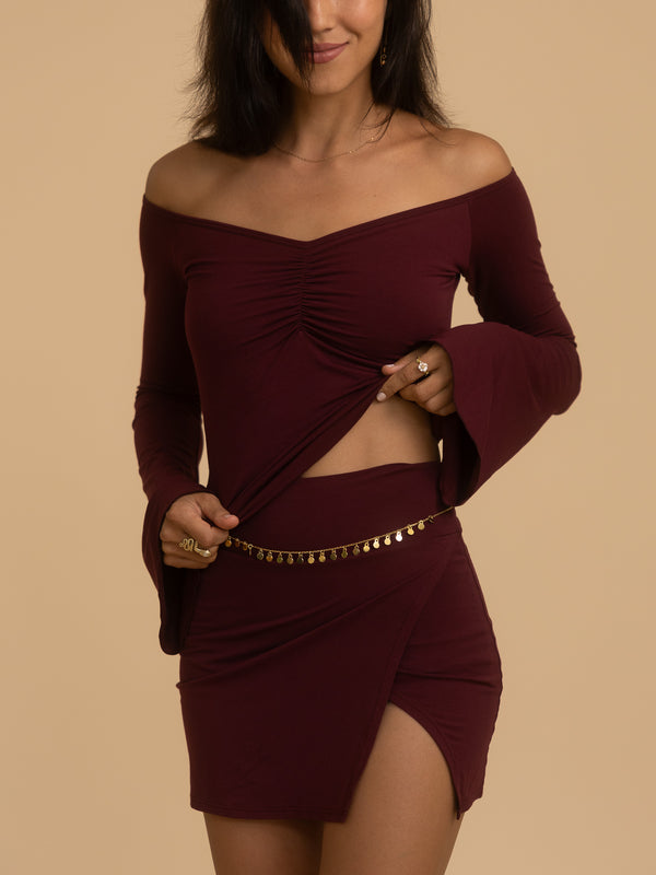 Long Persephone Top - Cherry Stone