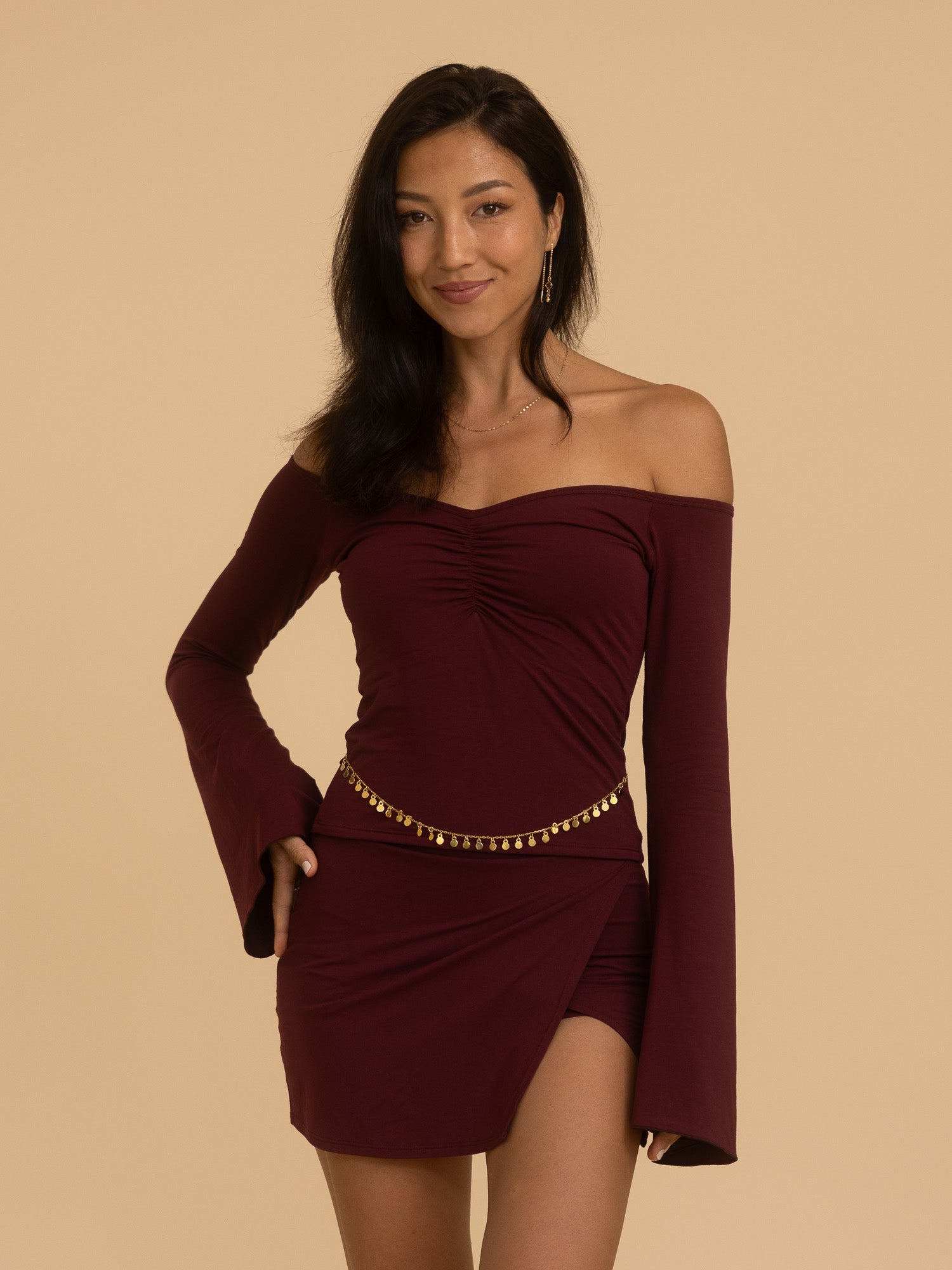 Long Persephone Top - Cherry Stone