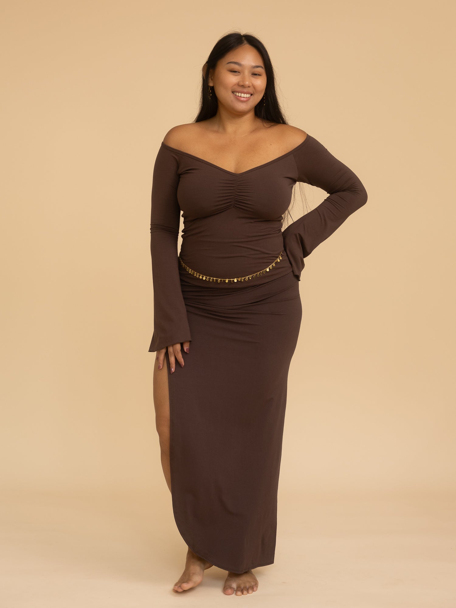 Long Persephone Top - Cacao