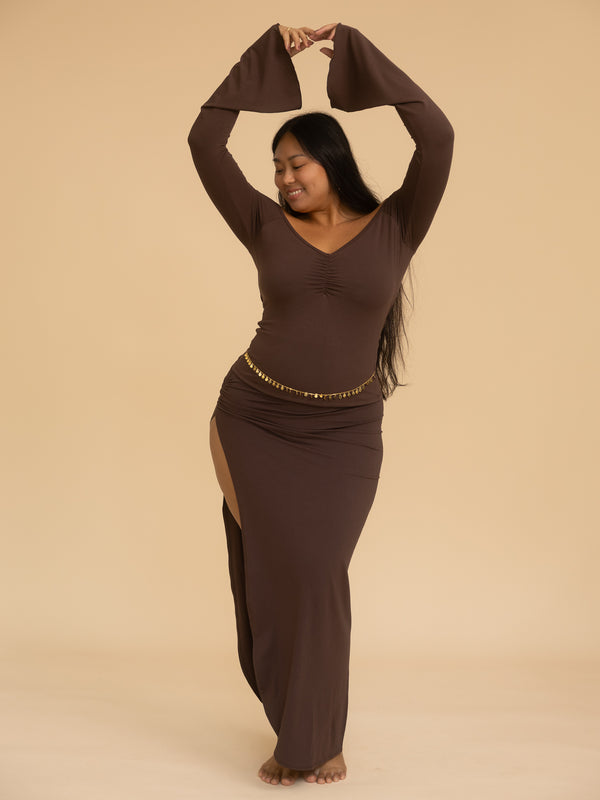 Long Persephone Top - Cacao