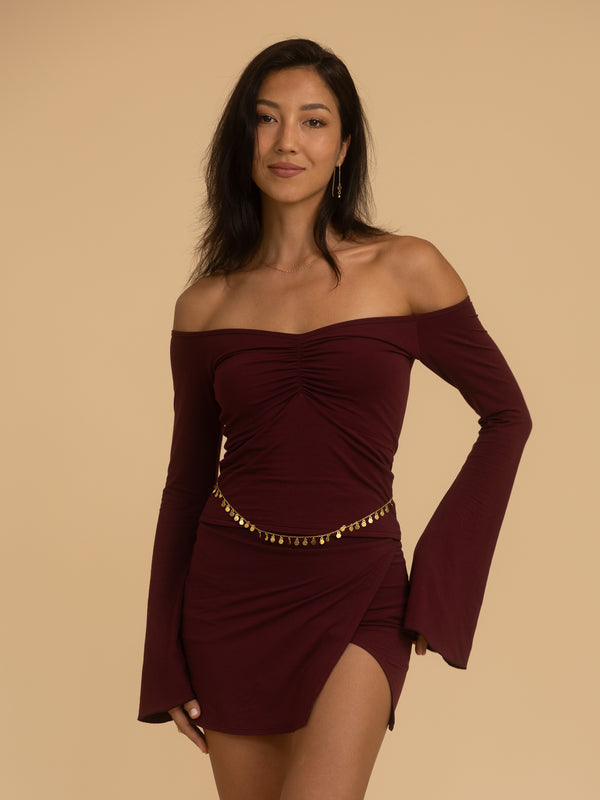 Long Persephone Top - Cherry Stone