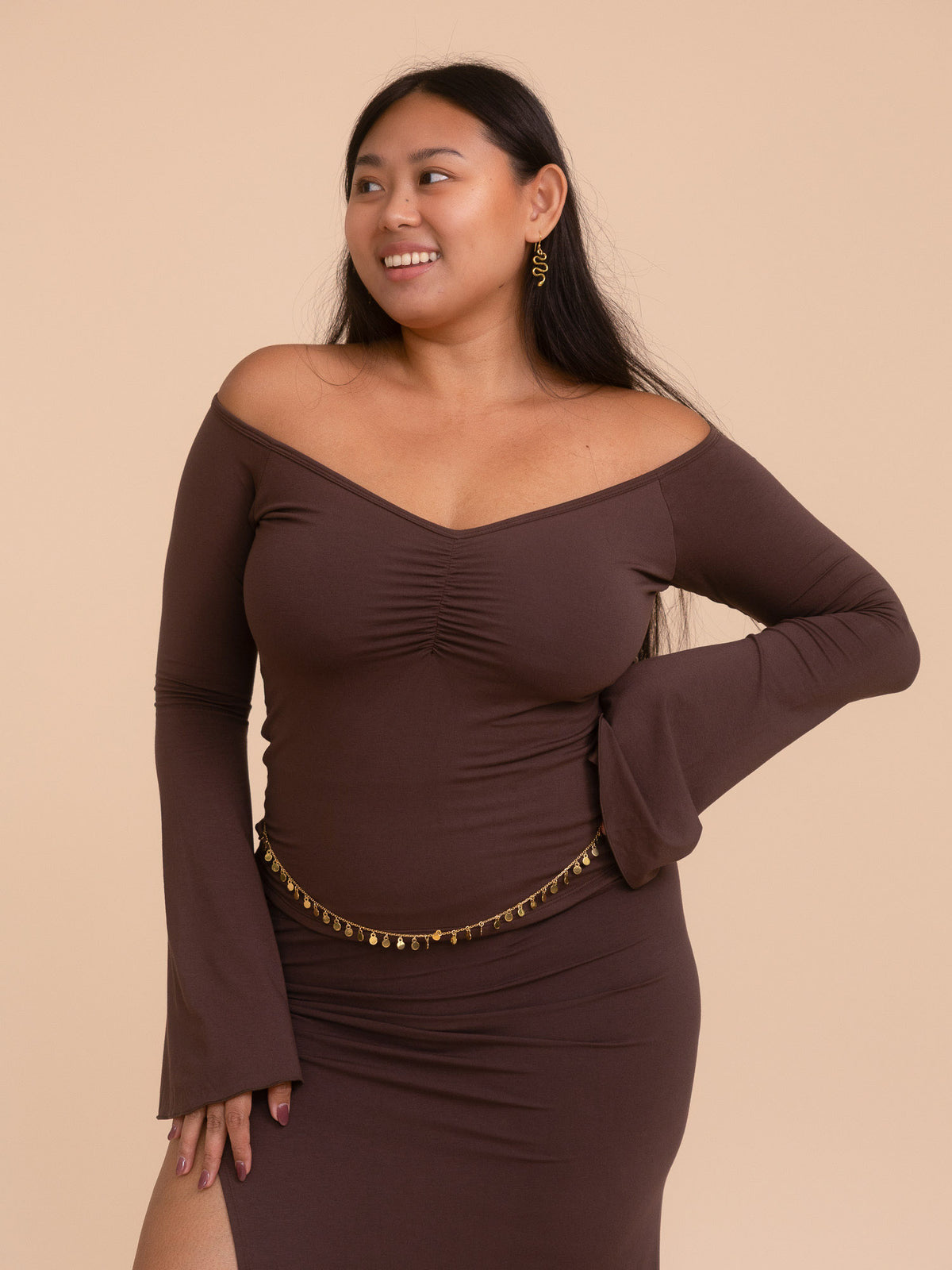 Long Persephone Top - Cacao