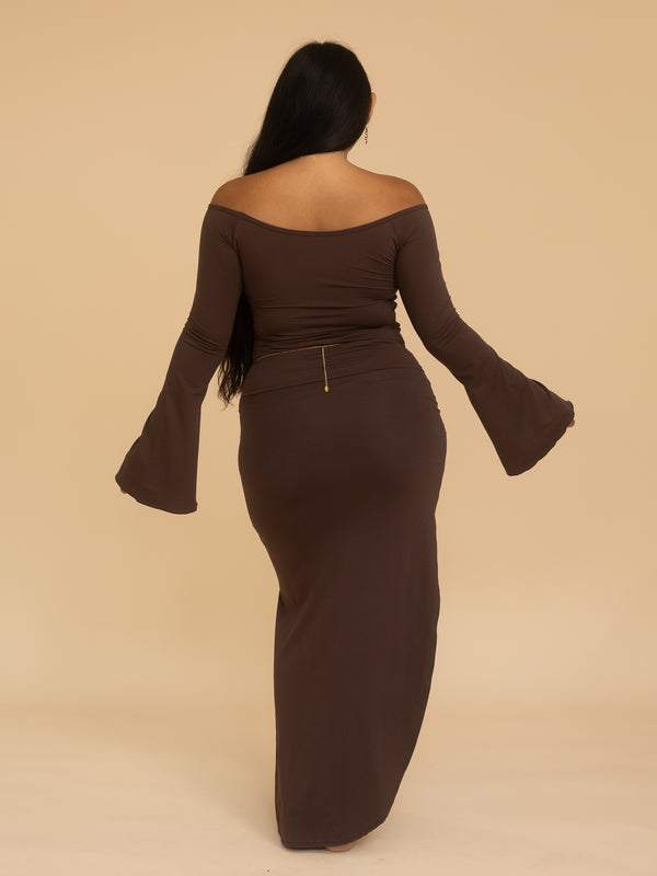 Long Persephone Top - Cacao