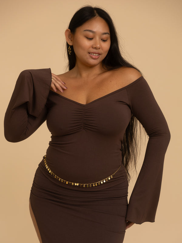 Long Persephone Top - Cacao