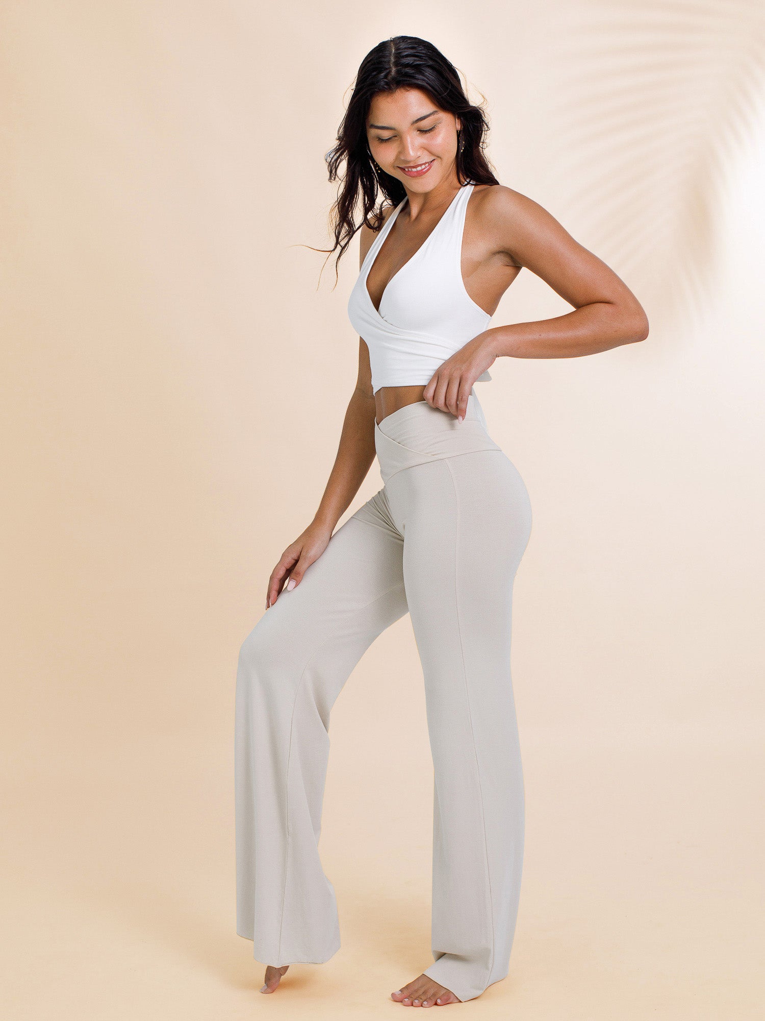 [SALTY PEBBLE] / ☆ CRINKLED SHEER BANDING PANTS / IVORY SALTY PEBBLE
