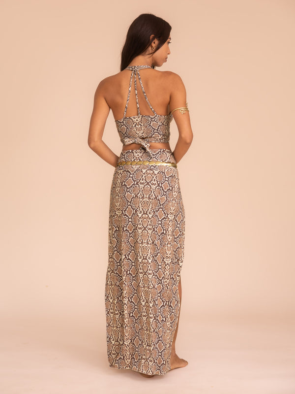 Cleopatra Slit Skirt - Organic Snake Print