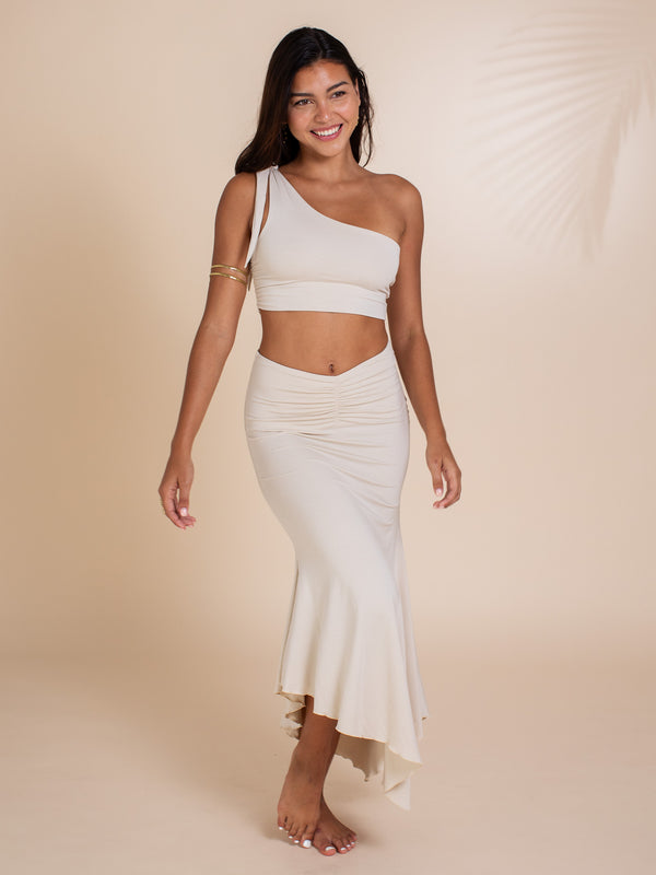 Sophia Reversible Midi Skirt - Sandy Pearl