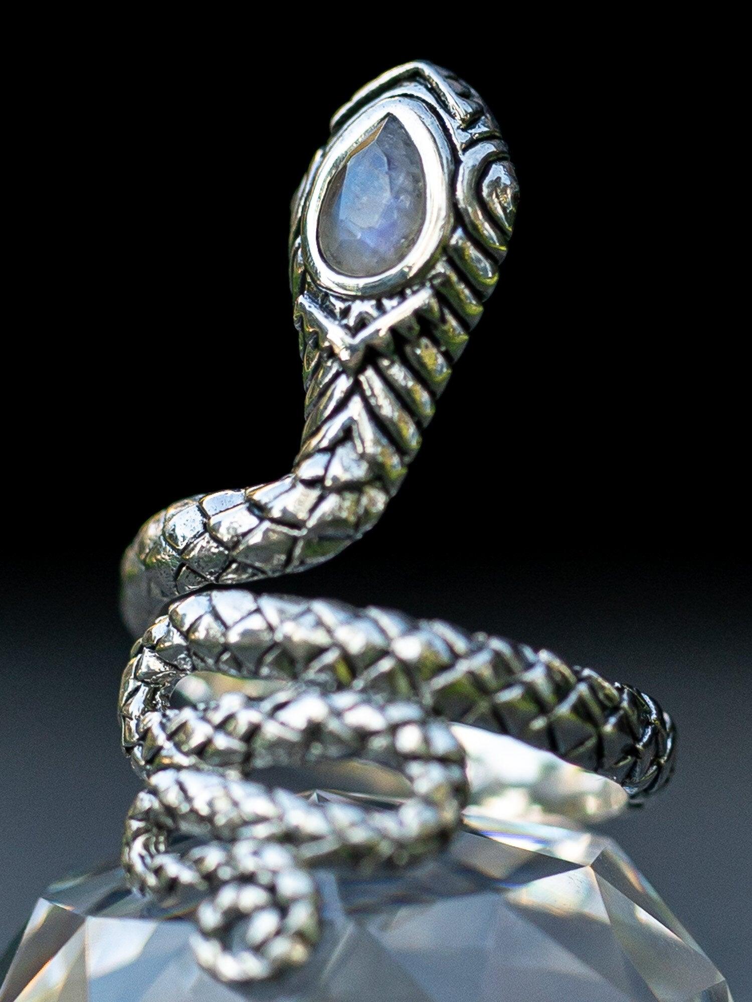 Serpent Ring - Sterling Silver / Moonstone / 3.5